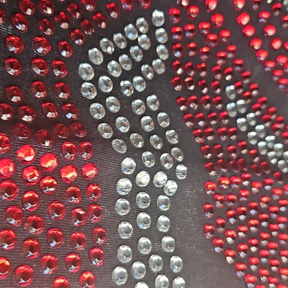 Rolling Stones Black T-Shirt with Rhinestone Red Lips Design, sz M - Picture 3 of 5